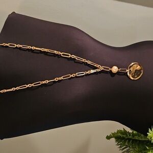 WHBM gold necklace w/ faux pearl
